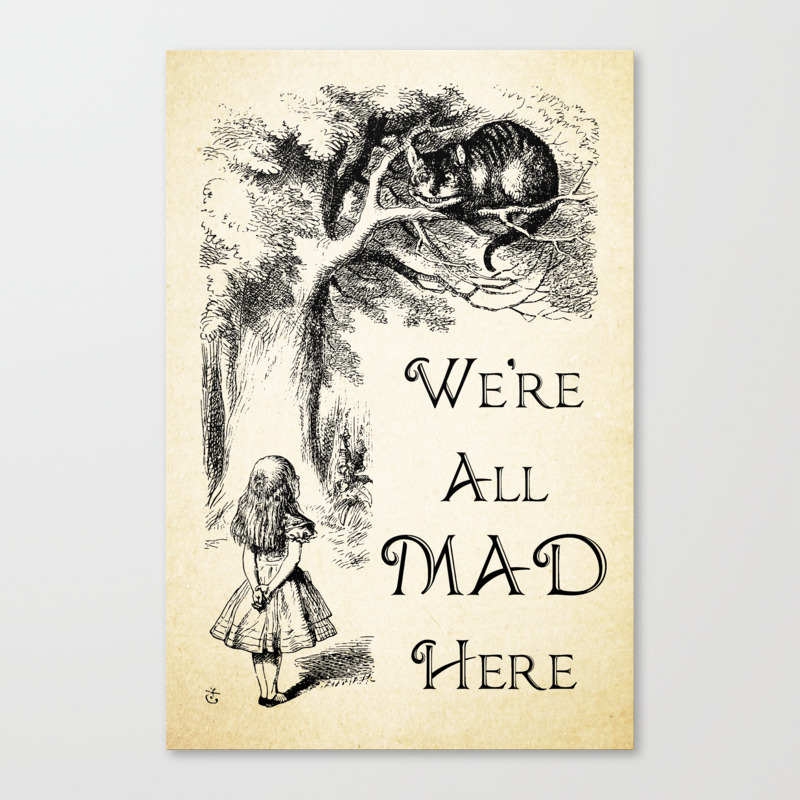 Cheshire Cat Wall Art Printable Wall Art Nursery Decor Alice in Wonderland We/'re All Mad Here Print Wonderland Print