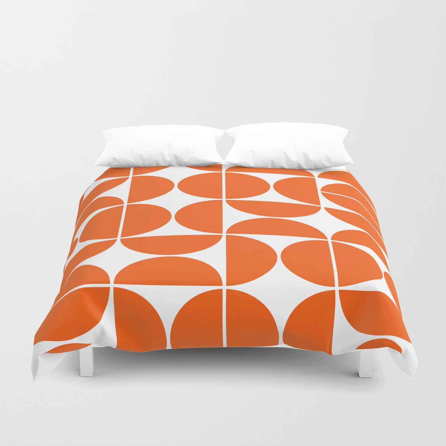 Mid Century Modern Geometric 04 Orange Duvet Cover By