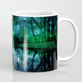 Enchanted Forest Lake Green Blue Coffee Mug