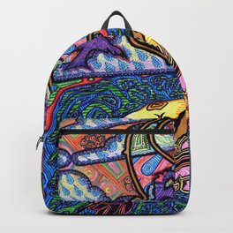 Flamingo Writing in Colors Blue and Orange Backpack