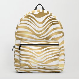 Glam Gold and White Zebra Print Pattern Backpack