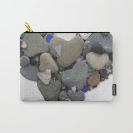 LOVE Sea Glass & River Rock Stone Heart Valentines Day Gift - Donald Verger Valentine's Art Carry-All Pouch