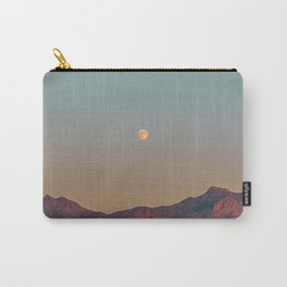 Sunset Moon Ridge // Grainy Red Mountain Range Desert Landscape Photography Yellow Fullmoon Blue Sky Carry-All Pouch