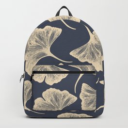 Ginkgo leaves / Elegant / Blue and gold Backpack