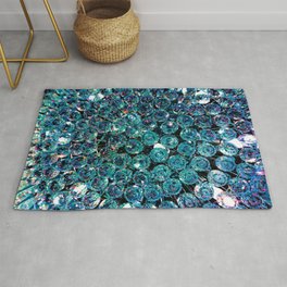 Turquoise Teal Crystals  Rug