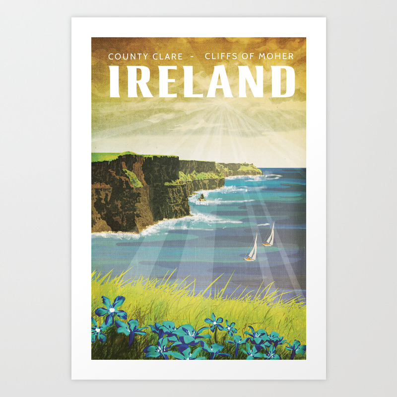 Co Clare Art Print Home Decor Wall Art Poster Cliffs Of Moher C Ireland 