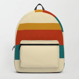 Groovy Teal Orange Yellow 70s Colorful Color Block Minimalist Stripes Pattern Backpack