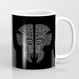 Gray and Black Aztec Twins Mask Illusion Coffee Mug