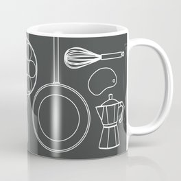 kitchen tools (white on black) Coffee Mug