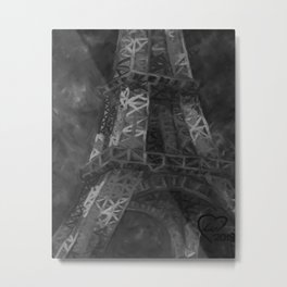 Eiffle Tower by Lu, Black and White Metal Print