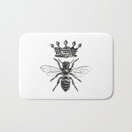 Queen Bee No. 1 | Vintage Bee with Crown | Black and White | Badematte