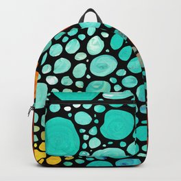 Colorful Aqua and Orange Mosaic Abstract Art Backpack