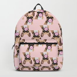 French Bull Dog with Bubblegum in Pink Backpack
