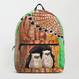 Horned Owl and Owlets in a Nest Backpack