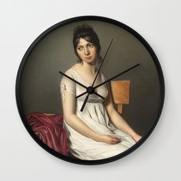 Portrait of a Young Woman in White by Jaques-Louis David Wall Clock