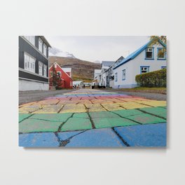 Rainbows in Seydisfjordur Metal Print