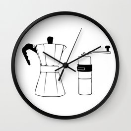 Coffee Tools: Moka Pot & Coffee Grinder Wall Clock