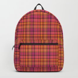 Picnic style checked multicoloured pattern in orange and Mexican pink Backpack
