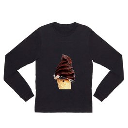 Danish soft Ice cream in a waffle cone on a white background Long Sleeve T Shirt