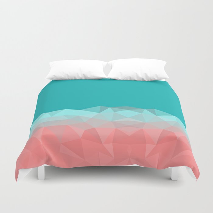 Crystal Fantasy Background Mint And Coral Color Duvet Cover By