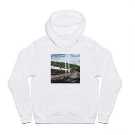 Black freight train on the railroad running across the United States Hoody