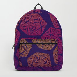 d20 - sunset gradient over dark purple - icosahedron for nerds Backpack