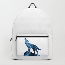 Howling Wolf blue sparkly smoke silhouette Backpack