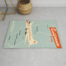 California 1950s vintage style travel poster Rug