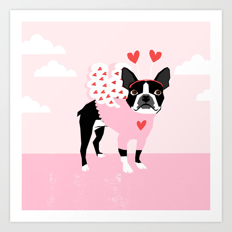 Pink Boston Terrier Hoodie Poster Print