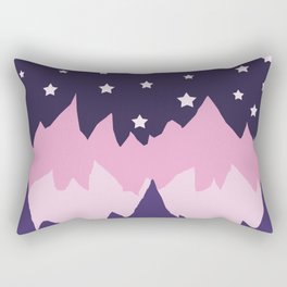 Purple night sky with mountains crescent moon and stars Rectangular Pillow