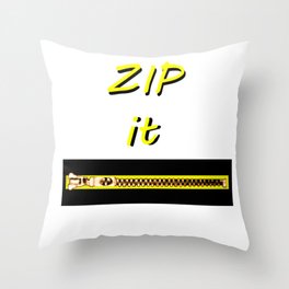 Zip it Black Yellow jGibney The MUSEUM Gifts Throw Pillow