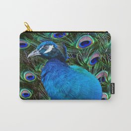Blue Peacock and Feathers Carry-All Pouch