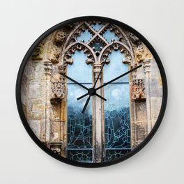 Stained glass window of Rosslyn Chapel outside Edinburgh, Scotland Wall Clock