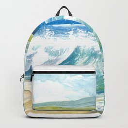 Beach Breaking Waves with Spray in the Bay Backpack