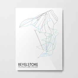 Revelstoke, BC, Canada - Minimalist Trail Map Metal Print