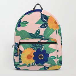 Pretty Blue Yellow floral and foliage pink Design Backpack