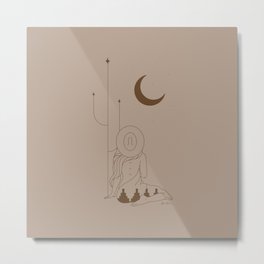 Talking to the Moon - Taupe & Rust Metal Print