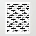 Sharks - shark week trendy black and white minimal kids pattern print Leinwanddruck