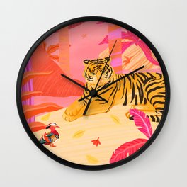 Tiger and Mandarin Ducks Wall Clock