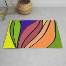 Colourful abstract plant artwork  Rug