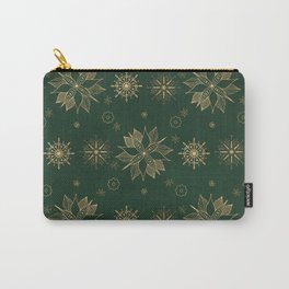 Elegant Gold Green Poinsettias Snowflakes Winter Design Carry-All Pouch