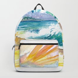 Seven Mile Beach Grand Cayman With Turquoise Waves Backpack