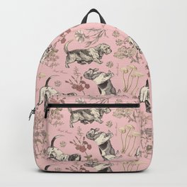 BASSET HOUND DOGS & MAGICAL MUSHROOMS - pink  Backpack