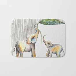 Elephant watercolor painting Bath Mat