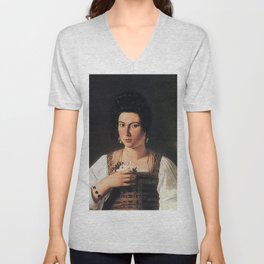 Michelangelo Merisi da Caravaggio - Portrait of a Courtesan V Neck T Shirt