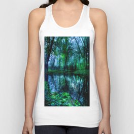 Enchanted Forest Lake Green Blue Tank Top
