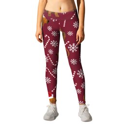 Bloodhound christmas candy canes and snowflakes holiday dog breed gifts Leggings