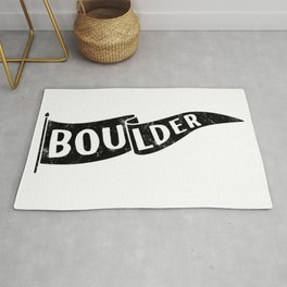 Boulder Colorado Pennant Flag // University College Dorm Room Graphic Design Decor Black & White Rug