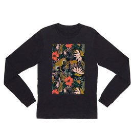Animal print dark jungle Long Sleeve T Shirt | Jungle, Succulent, Leaf, Nice, Leopard, Dark, Botany, Nature, Pattern, Animalprint 
