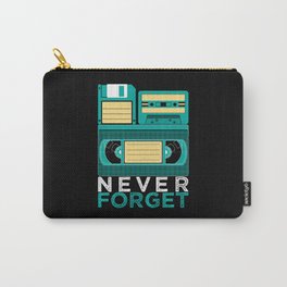 Never Forget | Retro VHS Cassette Tape Floppy Disk Carry-All Pouch | Remember, Computer, Vhstape, Graphicdesign, Retro, Floppydisk, Memorial, Data, Geek, Memory 
